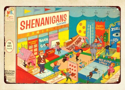 Vintage And Collectible Stores - Gra planszowa Shenanigans 1964, metalowy znak