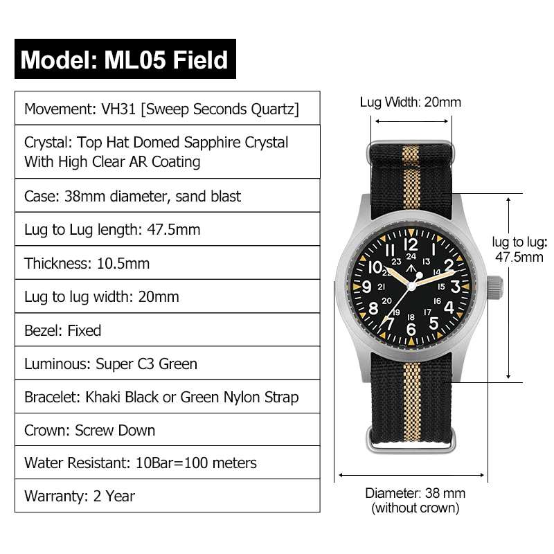 Zegarek Militado ML05 Vintage  – Vintage Watch Crystal recenzja i cena